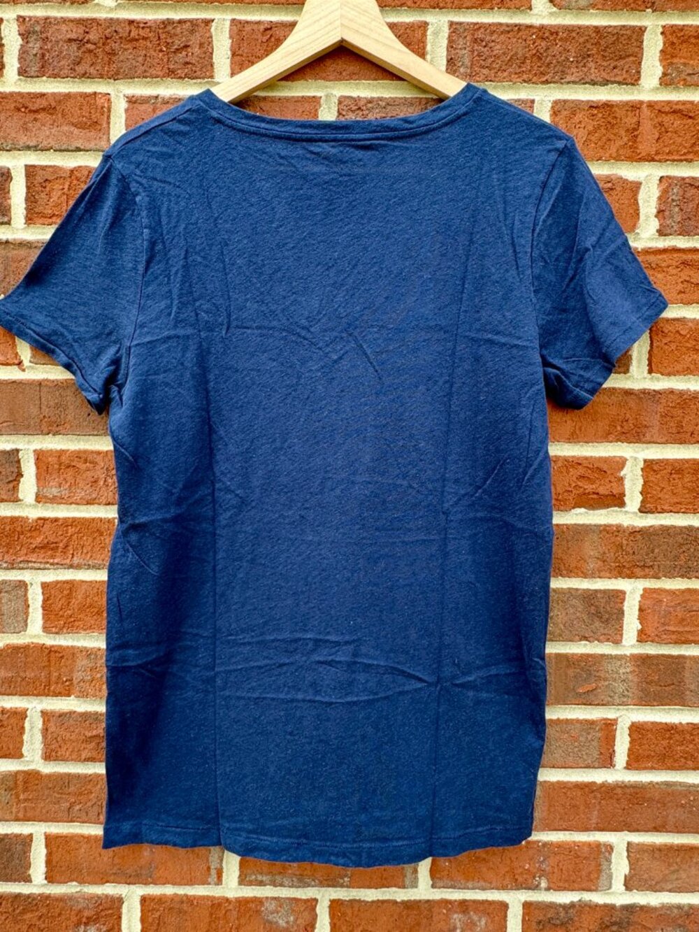 J Crew Vintage Cotton V Neck Tee Shirt XL Extra Large Navy Blue Slub Knit Basic - Picture 3 of 9
